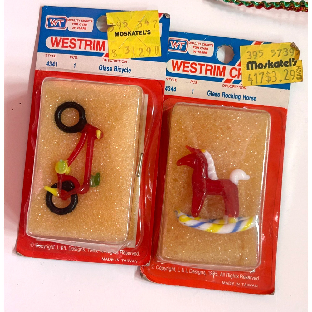 VINTAGE WESTRIM MINI GLASS Bicycle 4341 Rocking Horse 4344 NIP